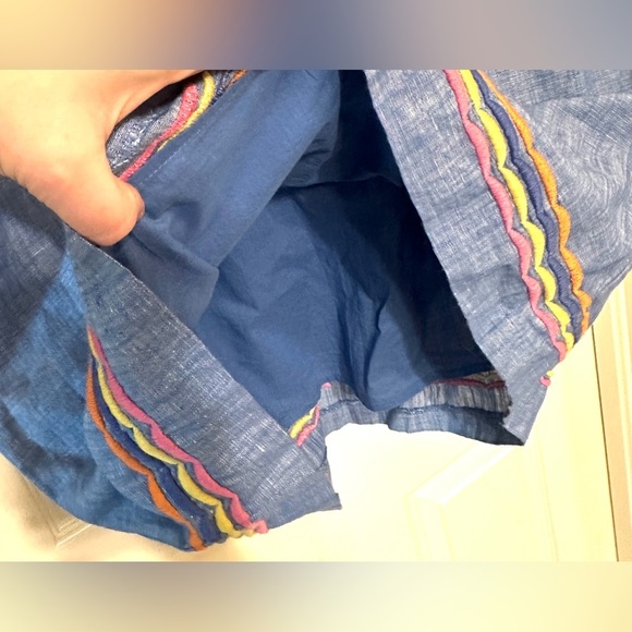 Talbots linen scallop detail shift dress, embroidered chambray - Picture 7 of 10